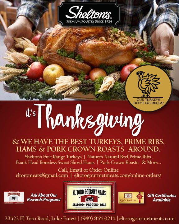 Shelton Free Range Turkeys at El Toro Meats in Lake Forest, CA