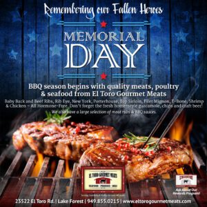 Memorial Day BBQ with meats from El Toro Gourmet Meats in Lake Forest, CA